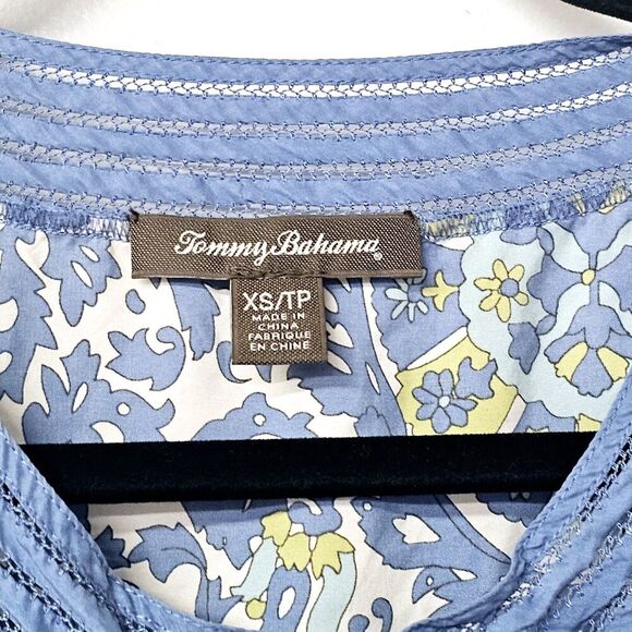 TOMMY BAHAMA blue Summer 100% Silk 1/2 Button-Up Sleeveless Women Tank Top Shirt - Picture 2 of 4